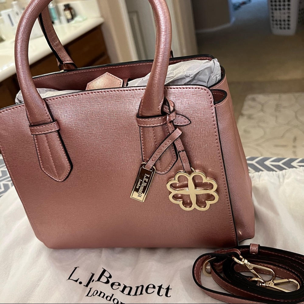 LK Bennett Cassandra Rose Gold leather tote